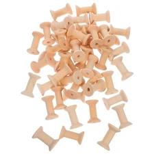 50 Pcs Wooden Bobbins Empty Cord Spools Unfinished Rustic Wood Thread Organizer