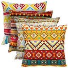 4Pcs Bohemian Pillow Case Geometric Patterns Plush Throw Pillow Cover for Home