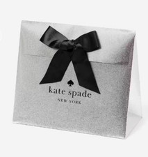Kate Spade DIY Gift Wrap Kit Silver Glitter Black Bow Bag Box NEW