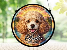 Personalised Poodle Memorial Suncatcher Dog Loss Bereavement Rainbow Bridge Gift