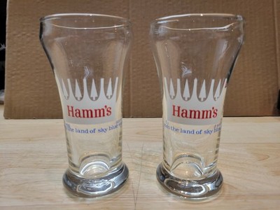 1960s Hamm's Beer Pilsner Glass White Pines - Sham Pair