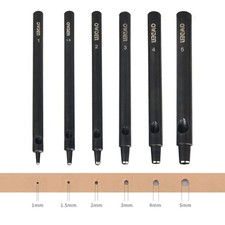 OWDEN Professional 6Pcs. Leather Hollow Punch Set. Size: 1.0-5.0mm for Black 