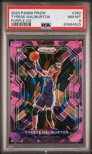 2020 Panini Prizm Tyrese Haliburton Purple Ice /175 Color Match RC PSA 8 NM-MINT