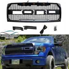 For 2009-2014 F150 F-150 Front Bumper Grille Hood Grill Raptor Style Matte Black