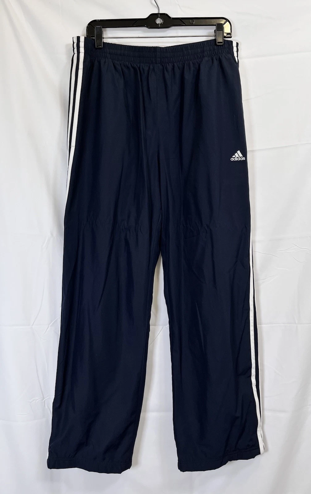 Vintage Adidas Track Pants Mens L Navy Blue Lined Windbreaker Loose Y2K
