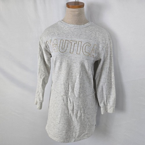 Nautica Sweater Dress Girl's 10 M White Gray Gold Letters Long Sleeve Crew Neck - Picture 19 of 19