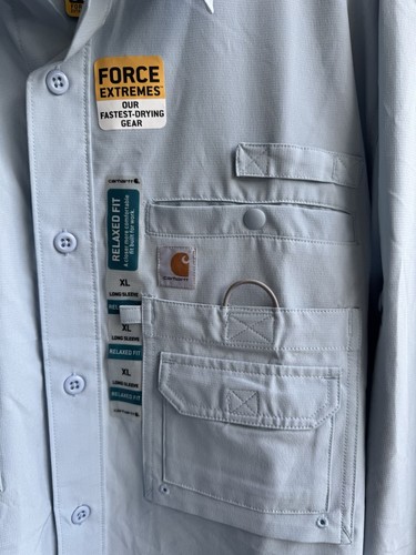 Camisa de Pescador Carhartt Para Hombres Extremos Relajada Azul Elastizada Pestaña Enrollable Ventilada XL -NUEVA CON ETIQUETAS - Imagen 3 de 10