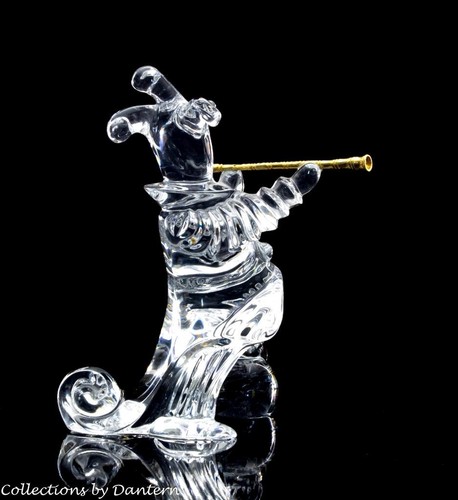 Baccarat Kristall Mascarade Clown mit Goldflöte Figur von Jean Boggio - Bild 6 von 11