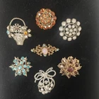 Vintage Rhinestone Brooch Lot of 7 Retro Costume Jewelry Pins Blue Amber Opal