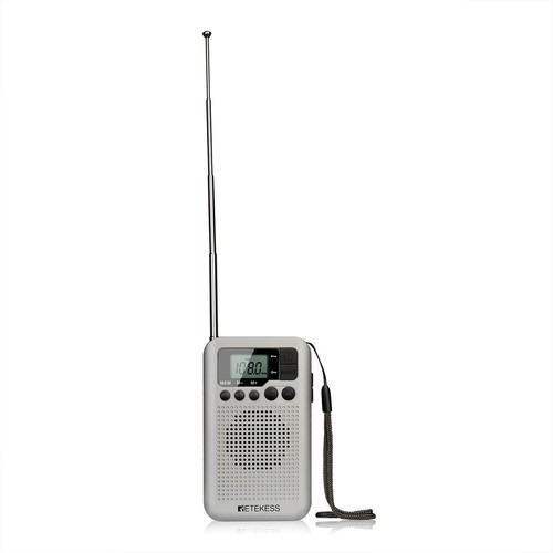 Silver portable radio FM AM sleep timer BATTERY POWER DIGITAL HOME OFFİCE CAMP - Picture 4 of 5