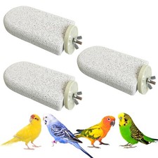 PINVNBY 3 PCS Large Bird Cage Perch Natural Parrot Beak Grinding Stone Calciu...