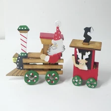 Schmid Emgee Christmas Train Santa Claus 2pc Wooden Vintage