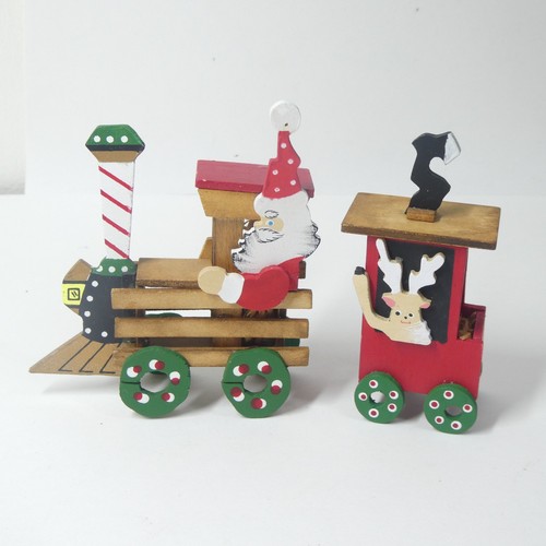 Schmid Emgee Treno di Natale Babbo Natale 2pz Legno Vintage - Foto 1 di 9