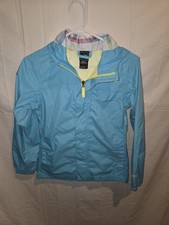 The North Face HyVent Rain Jacket Girls 10/12 Blue Hooded Waterproof Nylon Zip