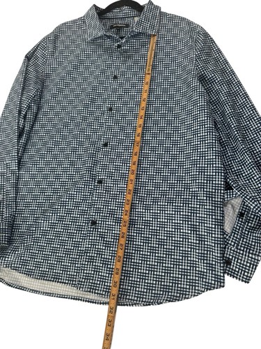 Karl Lagerfeld Paris Mens XL Button Down Shirt $129 Blue White Gingham Plaid - Picture 10 of 12