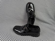 Prada Black Leather Monk Strap Shoes Buckle Dress Loafers Mens 6.5 Womens 10