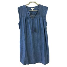 Nine West Women's Size 12 Chambray Short Sleeve Dress Dark Wash