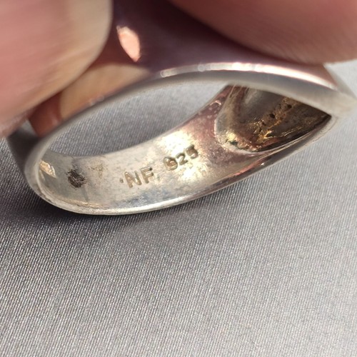 Sterling Silver 925 Concaved Wave Wide Band Ring Minimalist Size 7 Signed NF - Picture 7 of 11