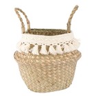 1PC Straw Woven Flower Pot Basket Foldable Flower Basket Sundries Basket (Khaki)