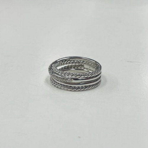 Anillo David YURMAN Plata de Ley 925 6.8mm Banda Cruzada 0.18ctw Diamantes Talla 7 - Imagen 4 de 12