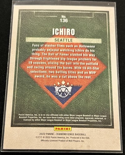 2022 Panini Diamond Kings Baseball Ichiro Suzuki #136 Seattle Mariners HOF - Picture 2 of 4