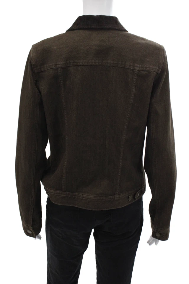 Lauren Jeans Company Womens Cotton Corduroy Collar Denim Jacket Brown Size M - Image 3 of 4