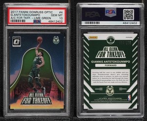 2017 Donruss Optic Lime Green Prizm /175 Giannis Antetokounmpo #4 PSA 10 GEM MT