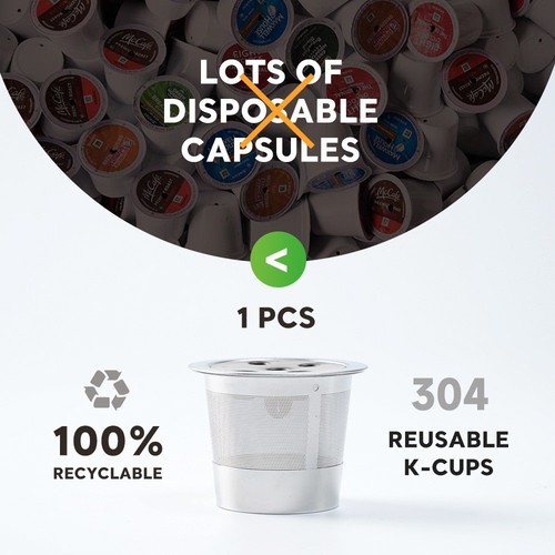 1x Cápsula de café K-Cups recargable de 5 agujeros de acero inoxidable para Keurig K-Supreme Plus - Imagen 9 de 9