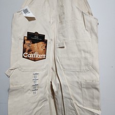 NWT Vintage Carhartt R29 NAT Natural Drill Double Knee Bib Overalls USA 38x34