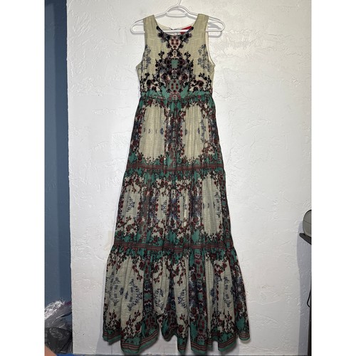 Anthrologie Bhanuni by Jyoti madera beaded maxi tiered dress womens small fairy - Picture 2 of 15
