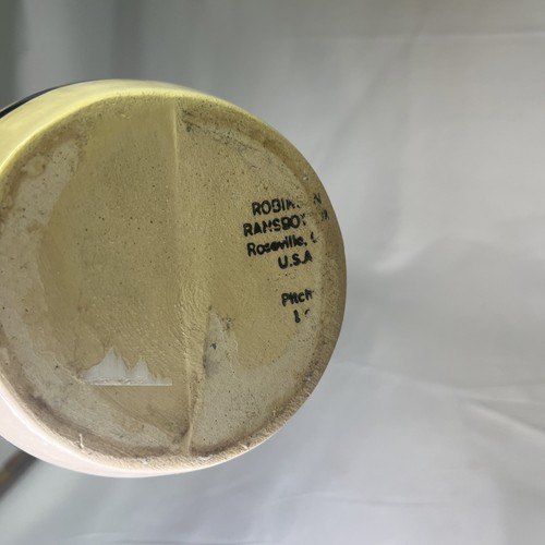 Robinson Ransbottom Keramik Krug Creme Blau Streifen 6 1/4" Vintage Bauernhaus - Bild 10 von 10