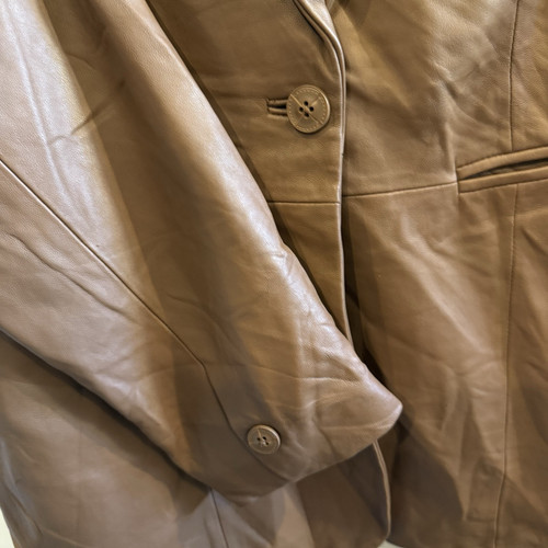 VTG Denim & Co. Jacket Blazer Genuine Leather Lined Brown Size L - Picture 5 of 5