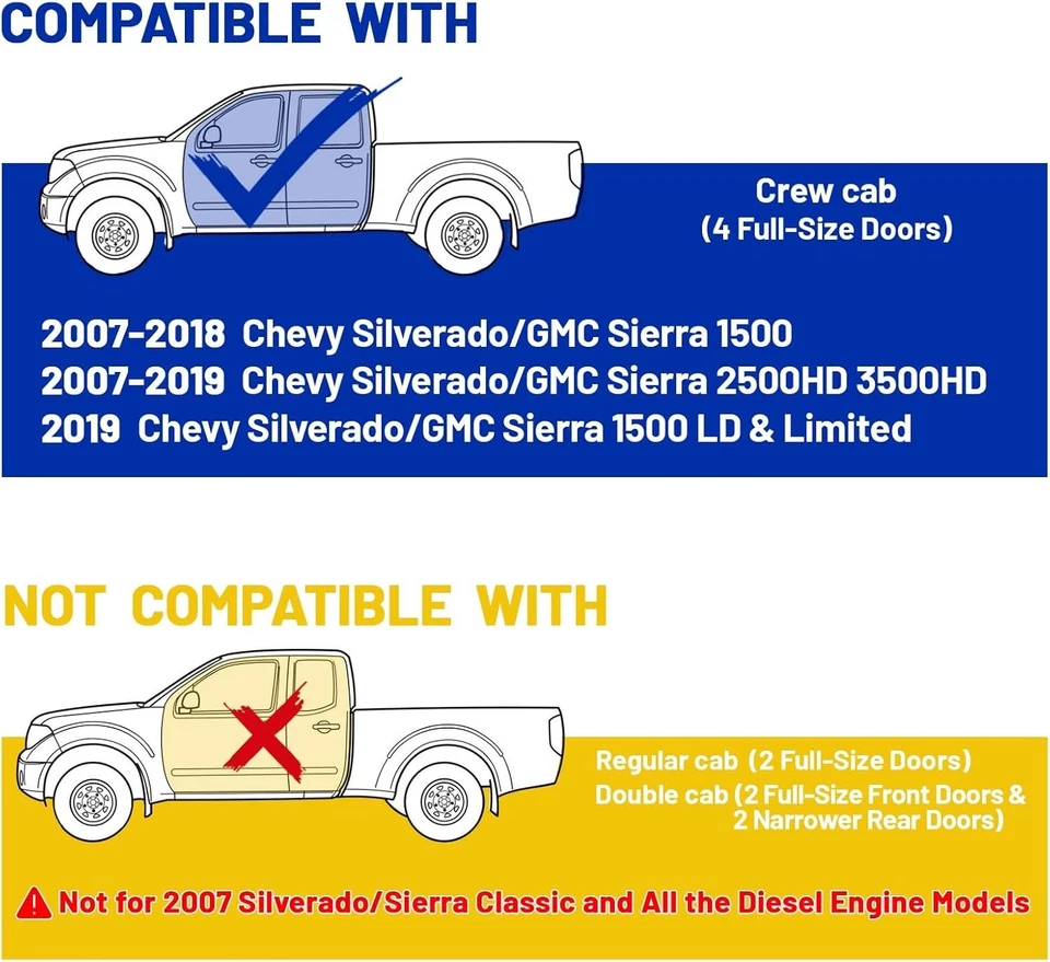 07-18 Chevy Silverado GMC Sierra 6.5" estriberas par 82" 500lb doble cabina gasolina Foto 4 de 4