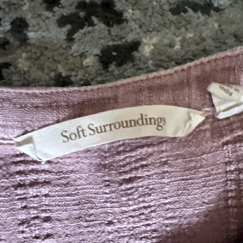 Soft Surroundings M Embroidered Tunic Top Shirt Burgundy Soft Stretch Boho A4 - Picture 3 of 8