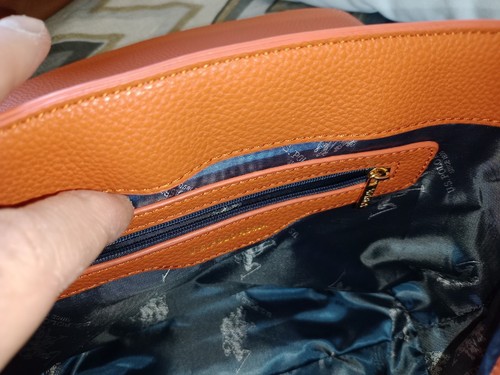 U.S polo assn Ladies Orange Pebbled Shoulder Bag Handbag Gold Logo Flap Closure - Picture 8 of 8