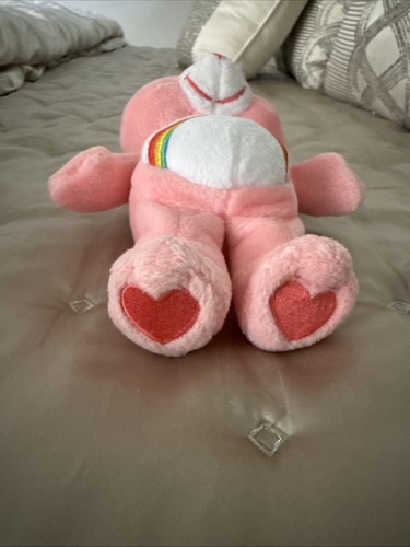 Oso de peluche vintage Care Bears Cheer Bear 2002 9" rosa arco iris con etiquetas - Imagen 4 de 13