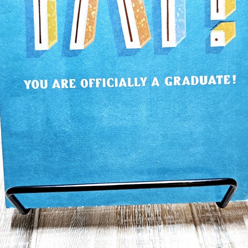 Tarjeta de graduación American Greetings Yay azul brillo naranja felicitaciones - Imagen 3 de 7