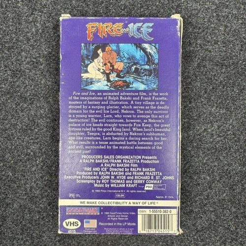 Fire and Ice VHS 1989 Ralph Bakshi USA Good Times Frank Frazetta Cover - Picture 2 of 6