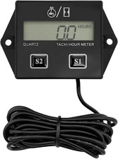 Small Engine Hour Meter and Digital Tachometer, Waterproof Inductive Tacho Gauge