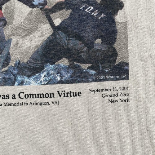 Vintage 9/11 Shirt Mens XL Tan FDNY Iwo Jima Ground Zero Memorial 2000s Y2K - Picture 4 of 13