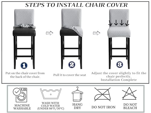 Bar Stool Covers Set of 4, Stretch Washable Barstool Seat Covers 4PCS S1-khaki - Picture 5 of 7