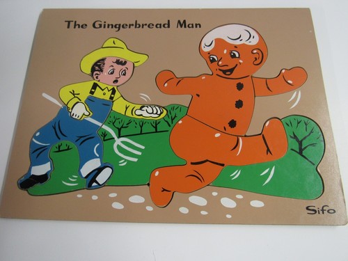 Vintage Sifo 11 Pc Wooden Puzzle The Gingerbread Man Free Shipping - Picture 3 of 3