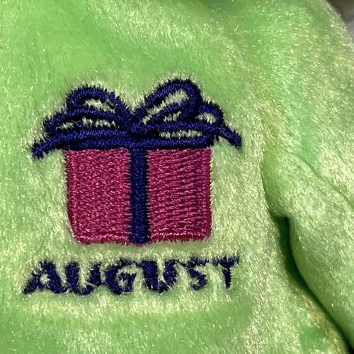Ty Beanie Baby Birthday Bear August Retired Neon Green - Picture 5 of 15