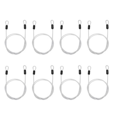 8pcs 5/32'' Dia 3.3ft Security Cable Lock Vinyl Coated Steel with Loops Clear