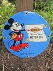 Vintage Sunoco Gasoline Porcelain Sign - Walt Disney Mickey Mouse Gas Pump Sign