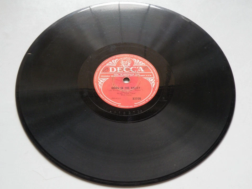 BURL IVES 1946 *COWBOY'S LAMENT +DOWN IN THE VALLEY* OZ DECCA RECORDS 10"78 RARE - Image 4 of 4