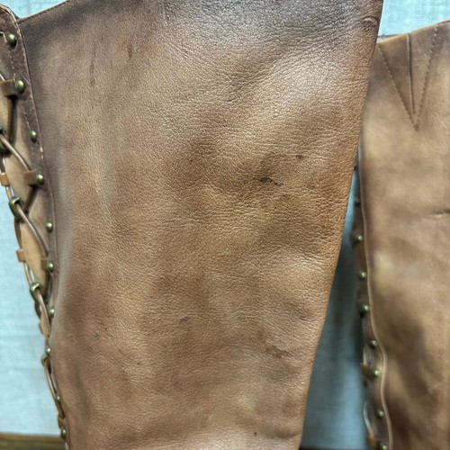 Gianni Bini braune kniehohe Lederstiefel Damen 10M Schnürung hinten Reiten - Bild 5 von 8