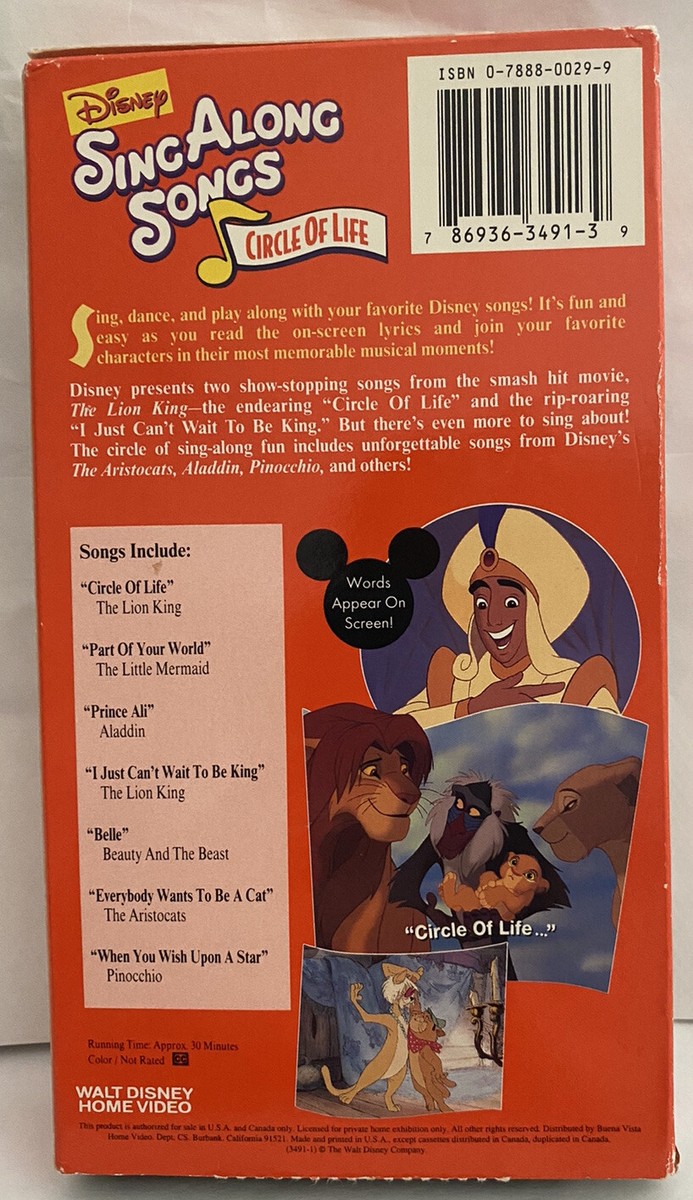Disney Sing Along Songs VHS The Lion King Circle Of Life