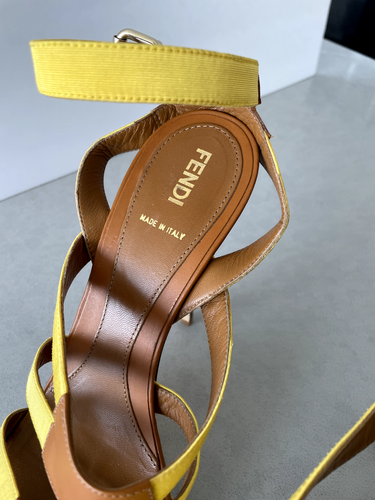 Fendi Yellow Strappy Platform Stilettos US Size 9 EUR 40 Heels Mimosa/Honey - Picture 4 of 13