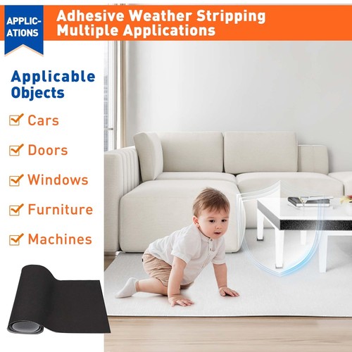 Backed Adhesive Foam Padding 1/16 Inch Thick x 12 Inch W x 59 Inch L Black T - Picture 7 of 7